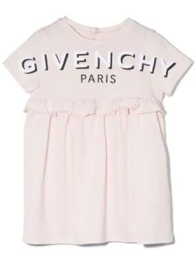 Givenchy Paris Logo Ruffle Dress 18M Baby Girl Designer Luxury Pink